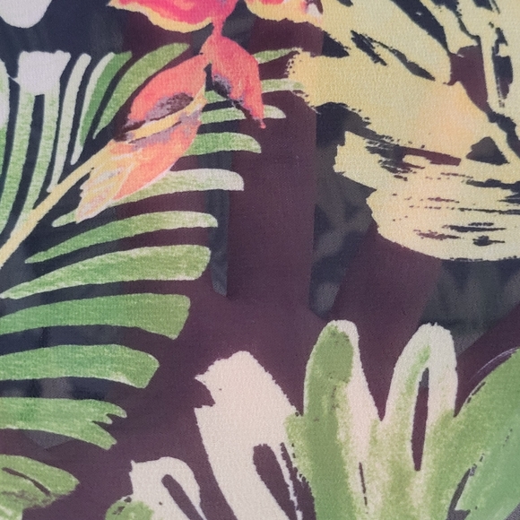 Chico's Tropical Sheer Poncho Cover-up Top Size Sm/Med Colorful Birds - Picture 7 of 10